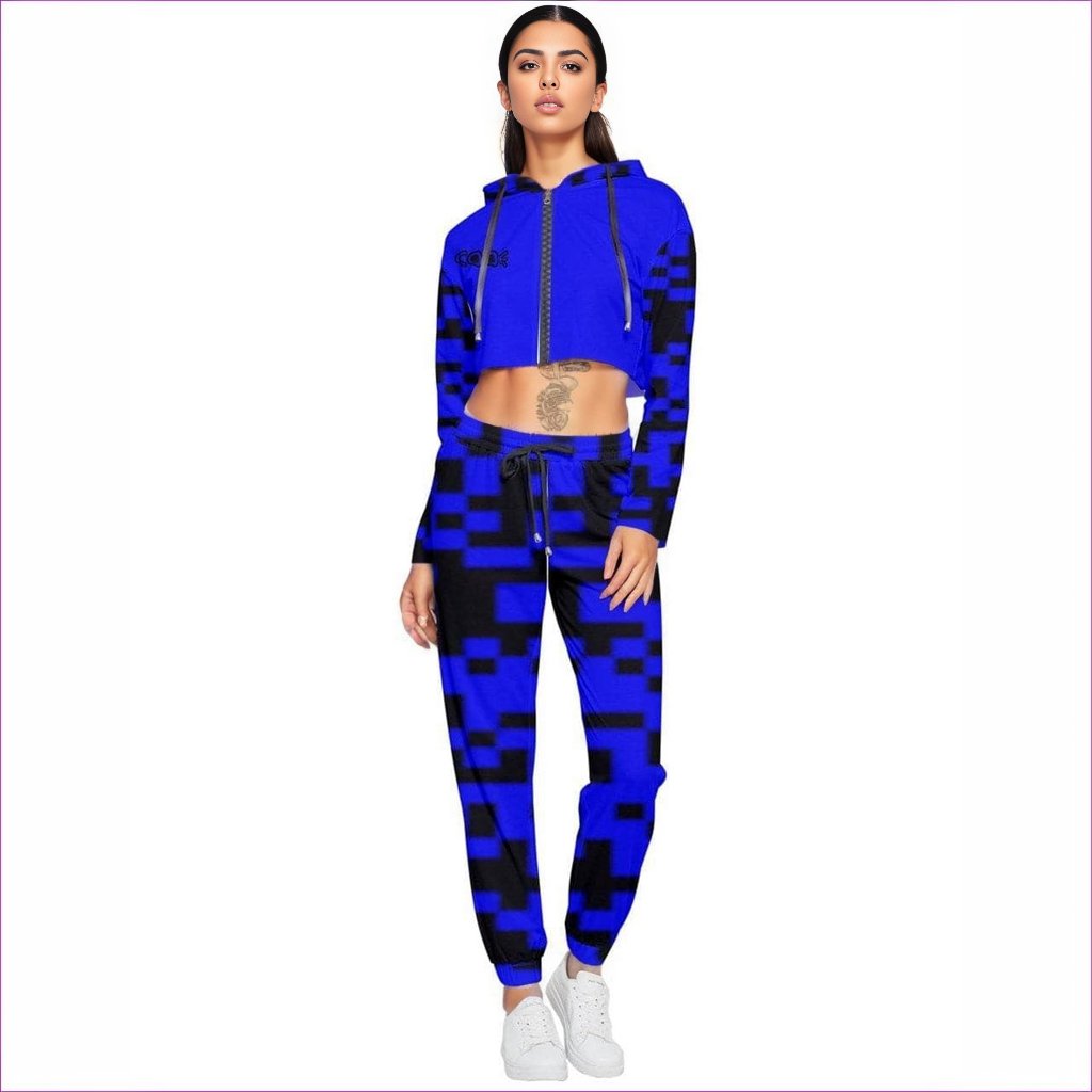 Code -Blue - Code Clothing Cropped Zip Up Lounge Set - 5 colors - womens jogging set at TFC&H Co.