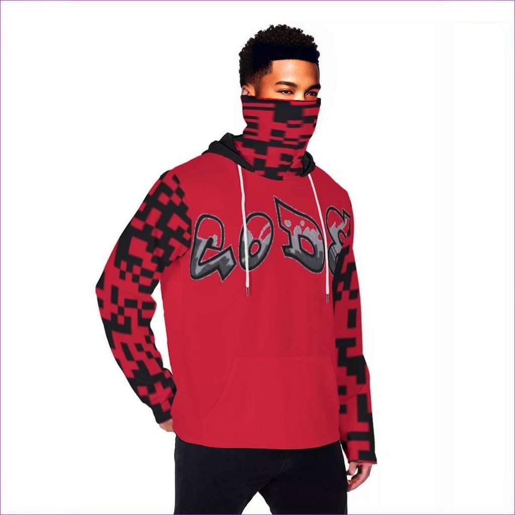 Code Men's Pullover Hoodie With Mask - Red - men's hoodie at TFC&H Co.