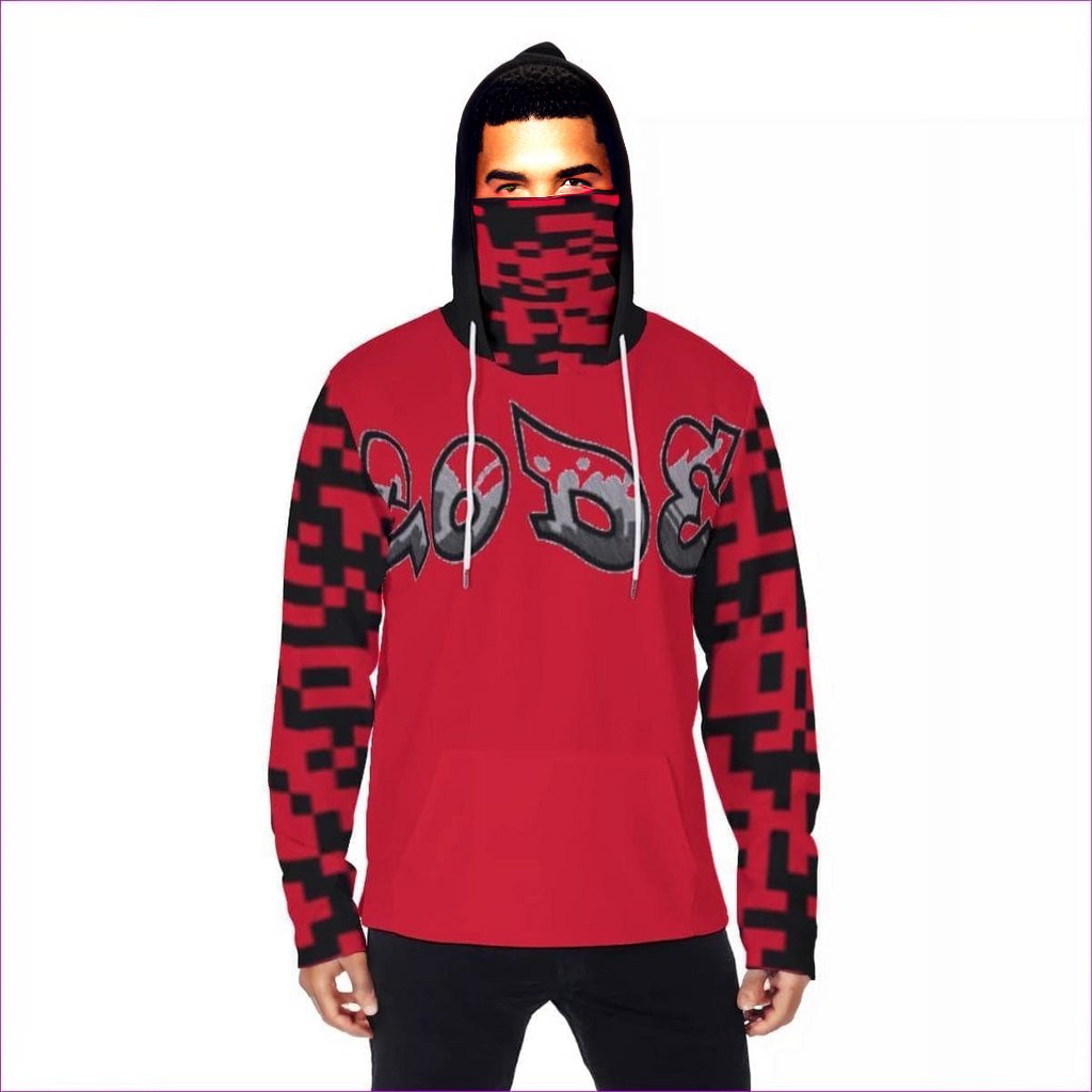 red Code Men's Pullover Hoodie With Mask - Red - men's hoodie at TFC&H Co.