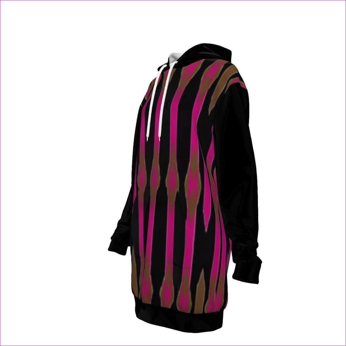 black/pink - Coined Long Fleece Hoodie Dress - womens hoodie dress at TFC&H Co.
