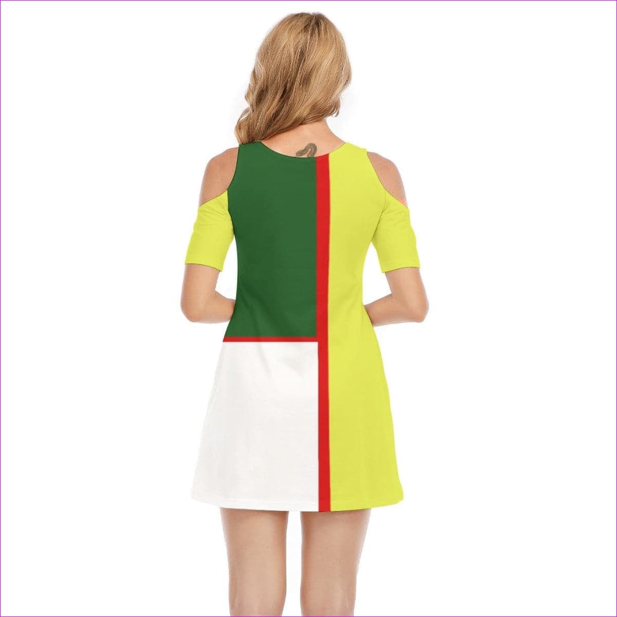 - Color Block Astute Womens Cold Shoulder Dress | 100% Cotton - womens dress at TFC&H Co.