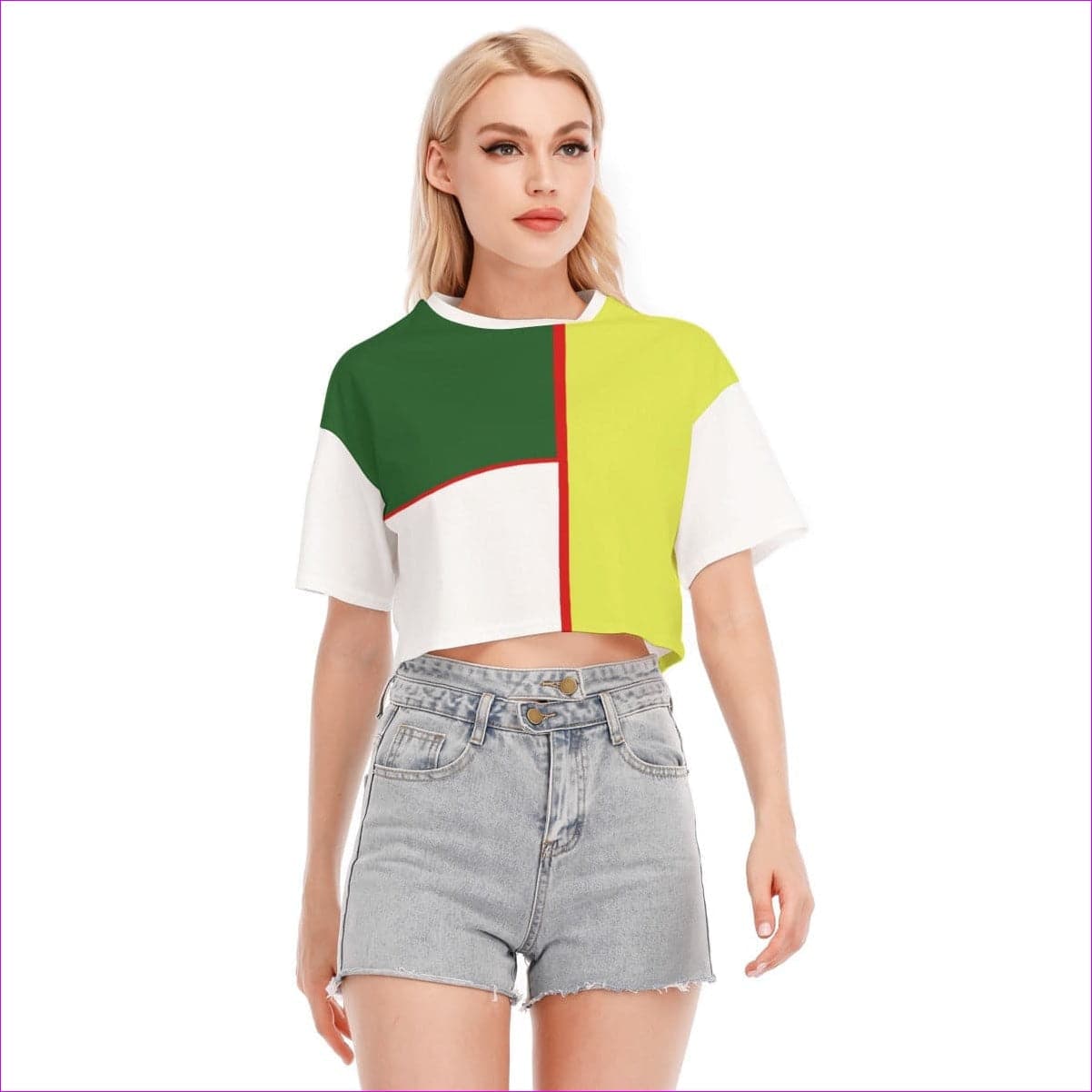 Multi-colored Color Block Astute Womens Cropped T-shirt | 100% Cotton - women's cropped tee at TFC&H Co.