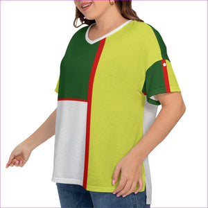 - Color Block Astute Womens Drop-shoulder T-shirt With Sleeve Loops Voluptuous (+) Plus Size - womens t-shirt at TFC&H Co.