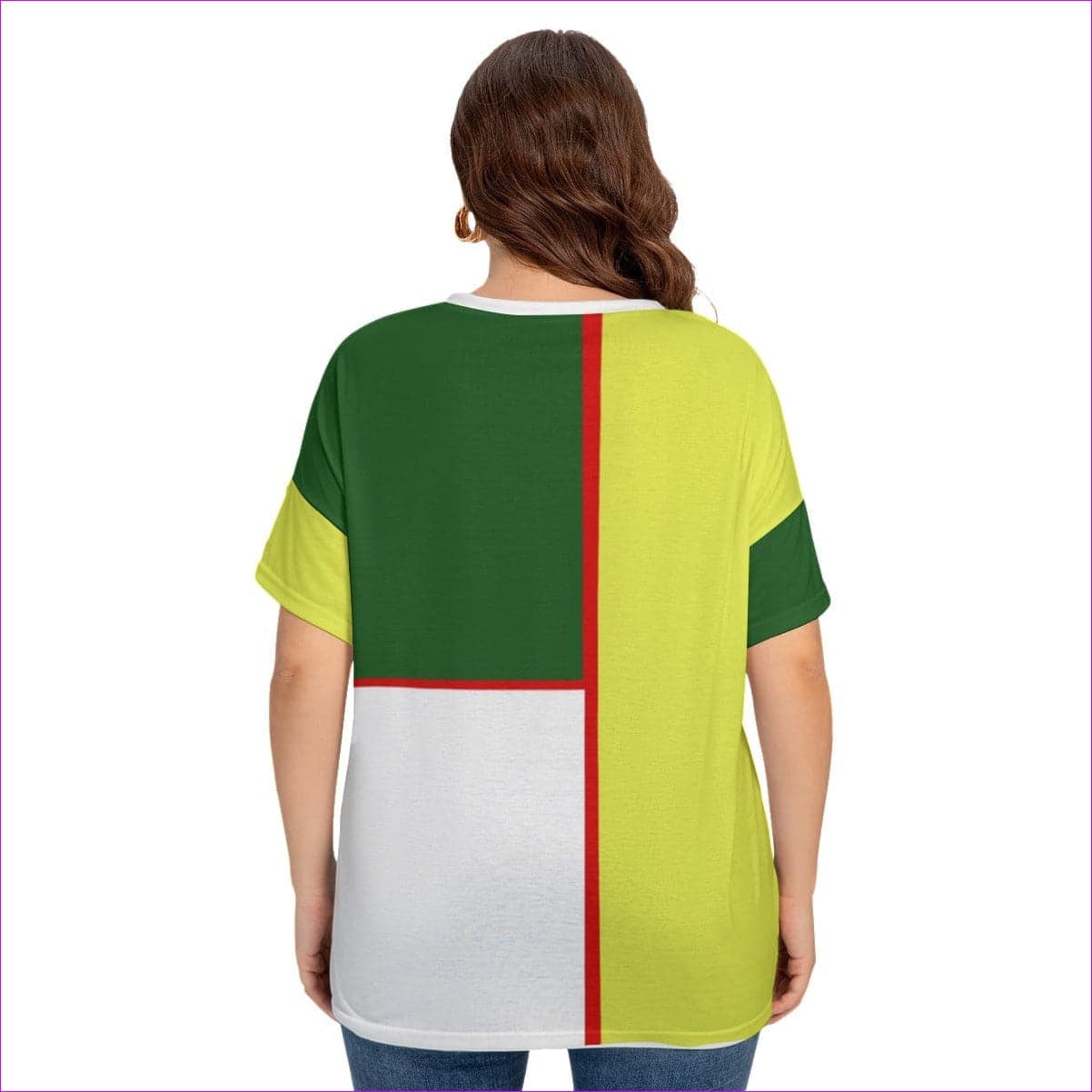 - Color Block Astute Womens Drop-shoulder T-shirt With Sleeve Loops Voluptuous (+) Plus Size - womens t-shirt at TFC&H Co.