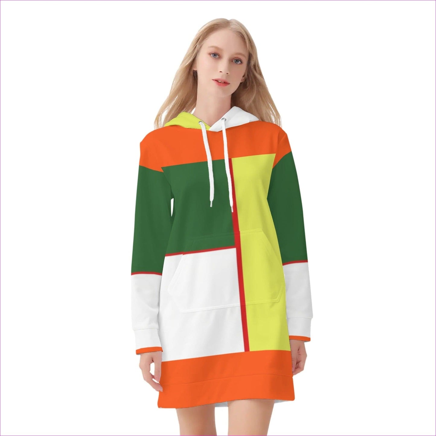 Color Block Astute Womens Hoodie Dress - women's hoodie dress at TFC&H Co.