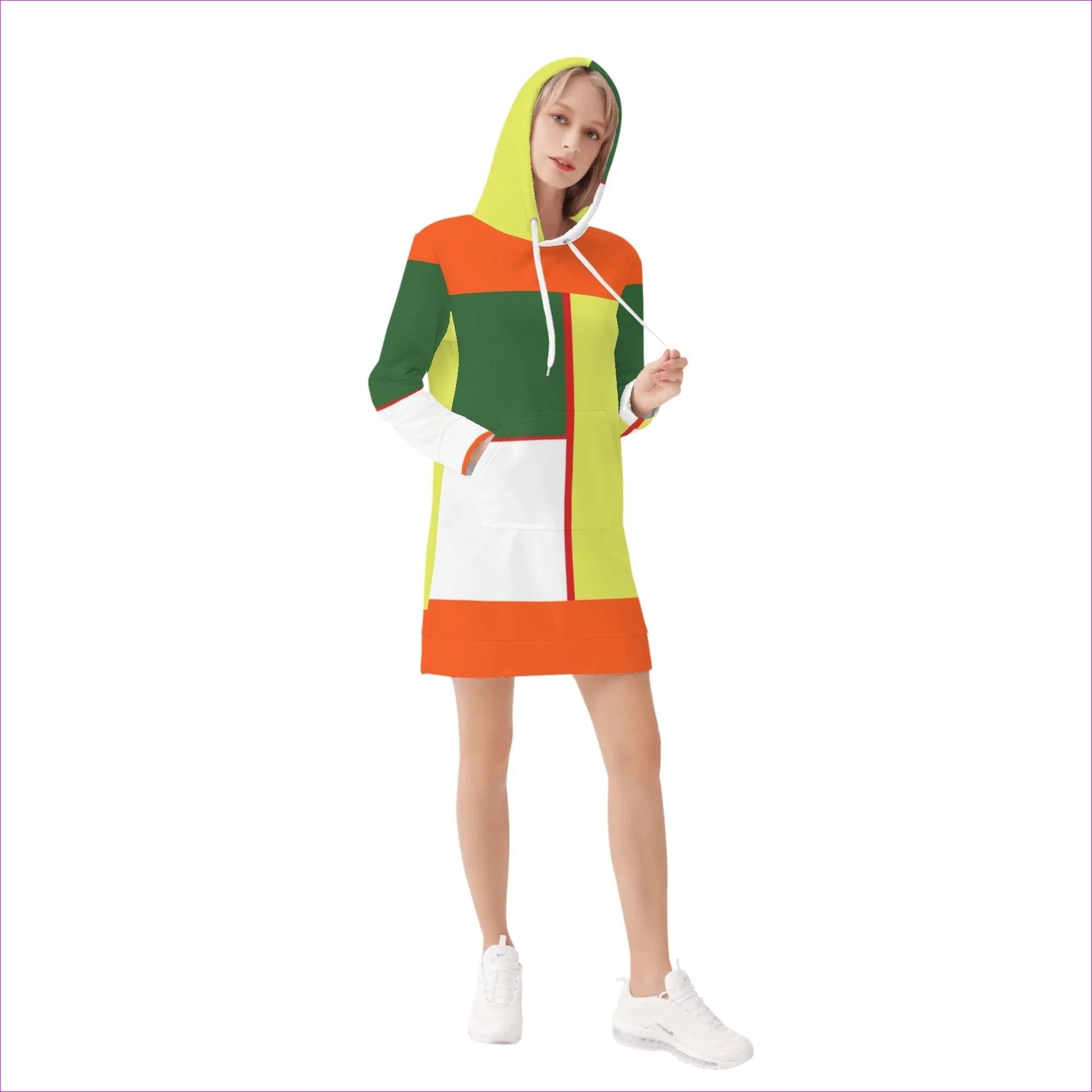 Multi-colored Color Block Astute Womens Hoodie Dress - women's hoodie dress at TFC&H Co.