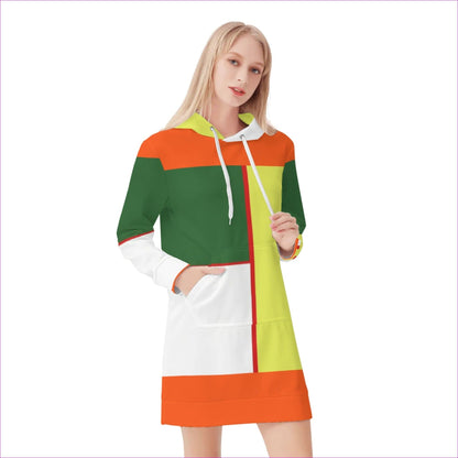 Multi-colored Color Block Astute Womens Hoodie Dress - women's hoodie dress at TFC&H Co.