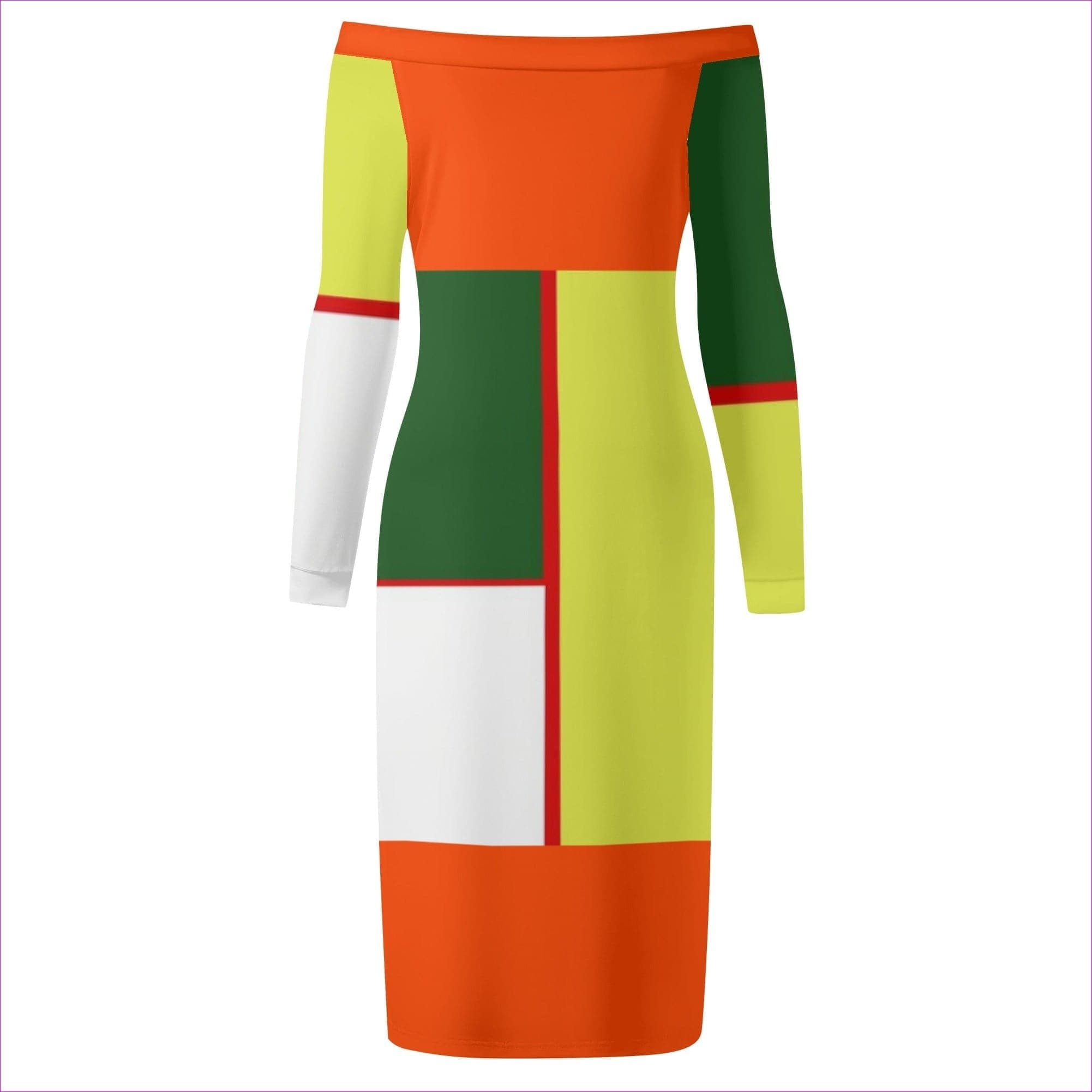 - Color Block Astute Womens Long Sleeve Off The Shoulder Dress - womens dress at TFC&H Co.