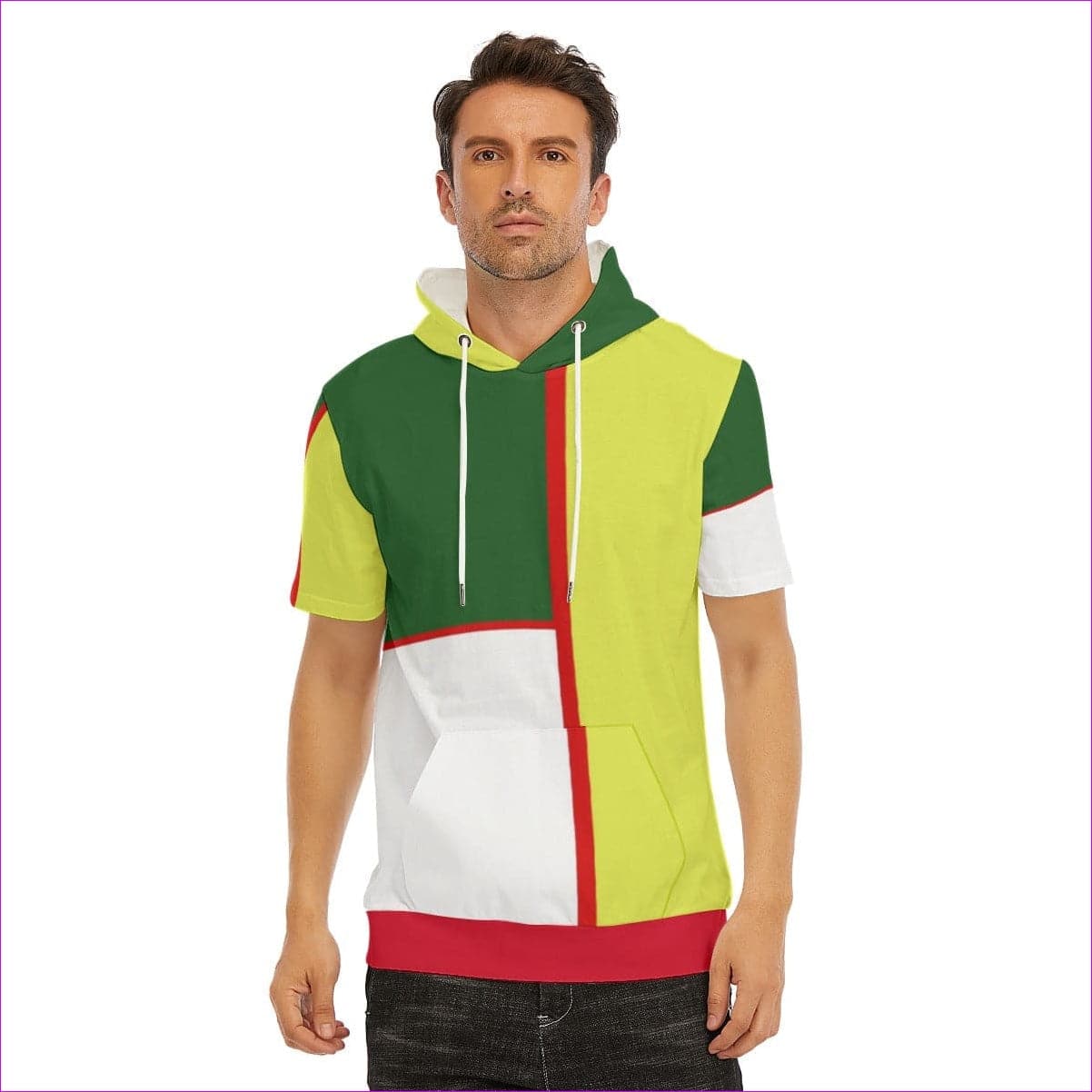 Multi-colored - Color Block Men's T-Shirt With Hood | 100% Cotton - Mens Hoodies at TFC&H Co.