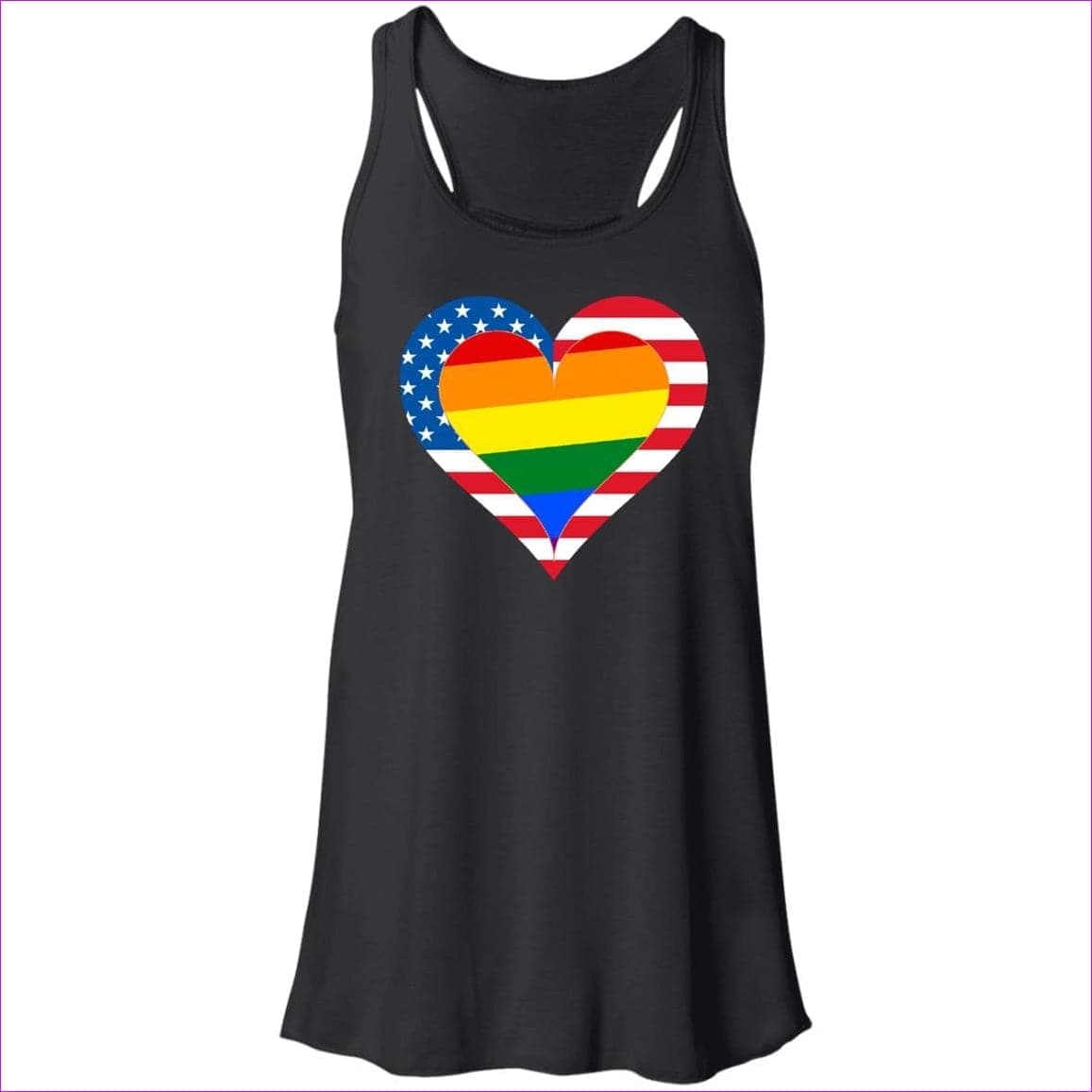 Black - Country & Pride Love Flowy Racerback Tank - womens tank top at TFC&H Co.