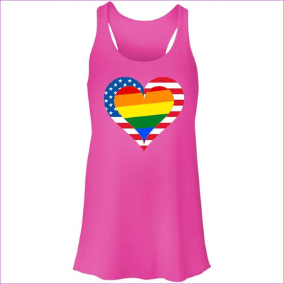 Neon Pink Country & Pride Love Flowy Racerback Tank - women's tank top at TFC&H Co.