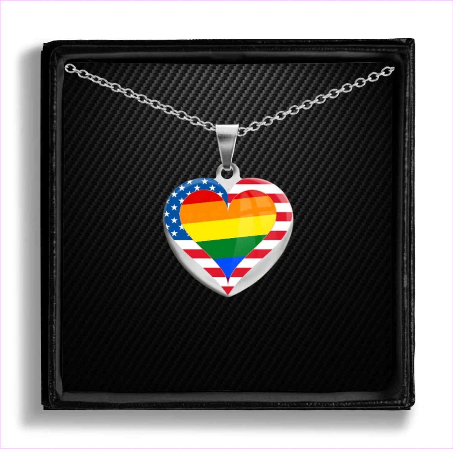Polished Steel With 18" to 22" Ladies Cable Chain Country & Pride Love Heart Pendant- Ships from The US - necklace at TFC&H Co.