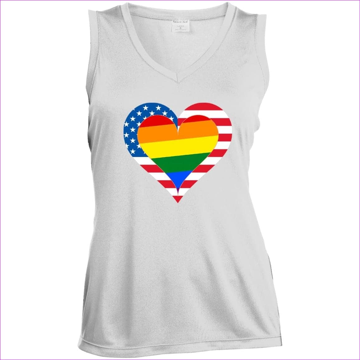 White Country & Pride Love Ladies' Sleeveless V-Neck Performance Tee - women's tank top at TFC&H Co.