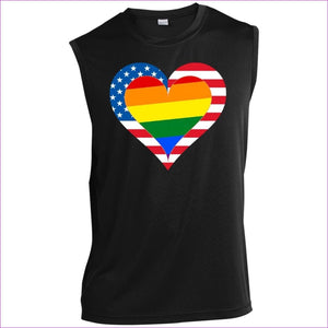 Black - Country & Pride Love Men’s Sleeveless Performance Tee - mens tank top at TFC&H Co.