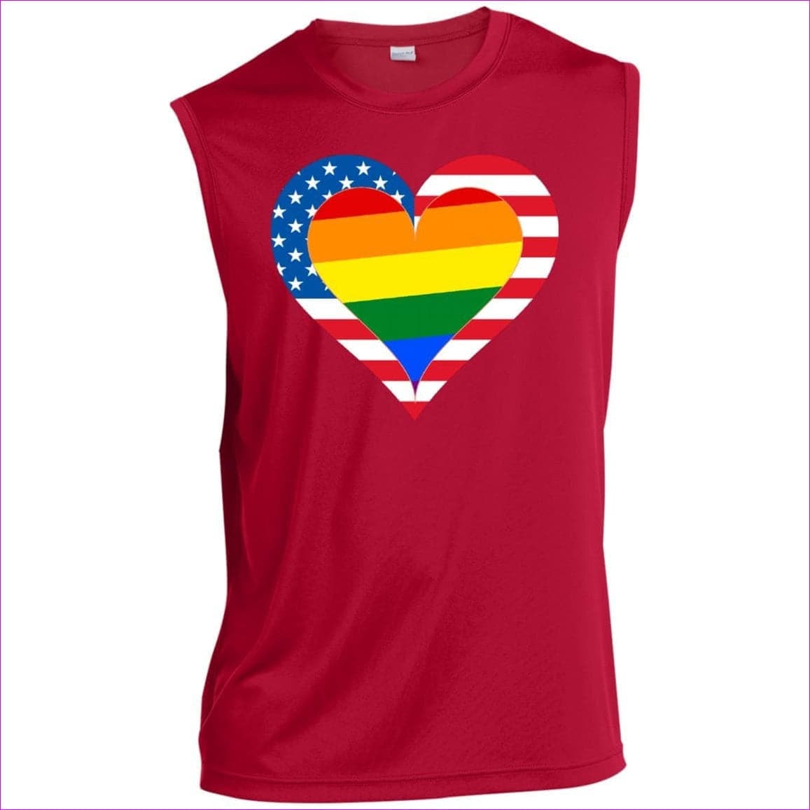 True Red - Country & Pride Love Men’s Sleeveless Performance Tee - mens tank top at TFC&H Co.