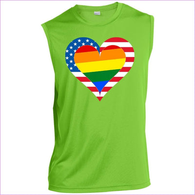 Lime Shock - Country & Pride Love Men’s Sleeveless Performance Tee - mens tank top at TFC&H Co.