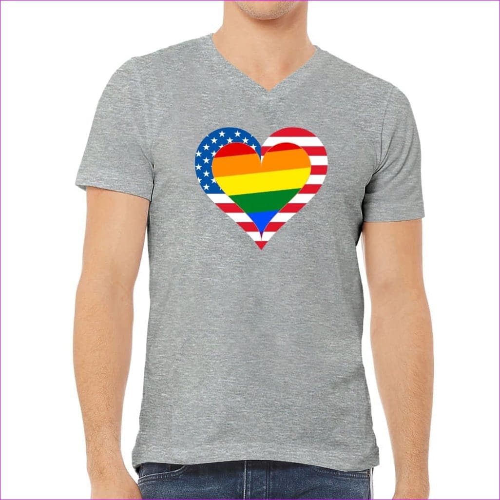 Athletic Heather - Country & Pride Love Unisex Jersey V-Neck Tee - Unisex T-Shirt at TFC&H Co.