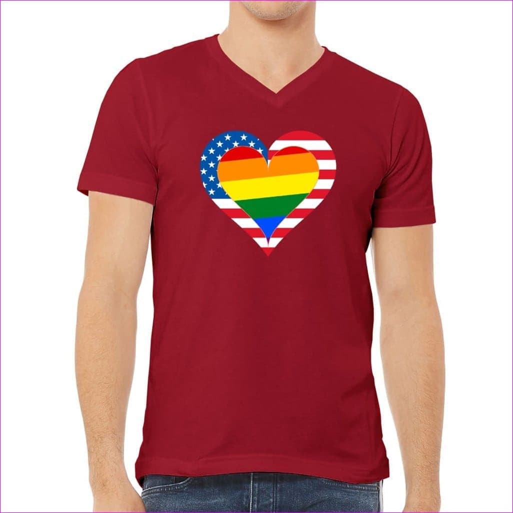 Red - Country & Pride Love Unisex Jersey V-Neck Tee - Unisex T-Shirt at TFC&H Co.