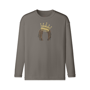 Firar Gray - Crowned Dreadz 290GSM Unisex Reverse Seam Washed Long Sleeve T-shirt - Mens T-Shirt at TFC&H Co.