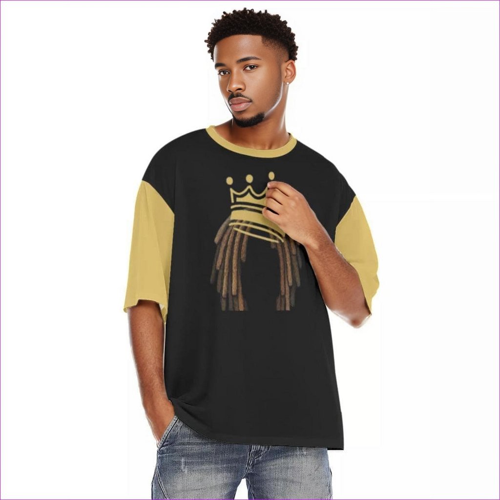 black - Crowned Dreadz Men's Drop Shoulder T-shirt With Short Sleeve - Mens T-Shirts at TFC&H Co.