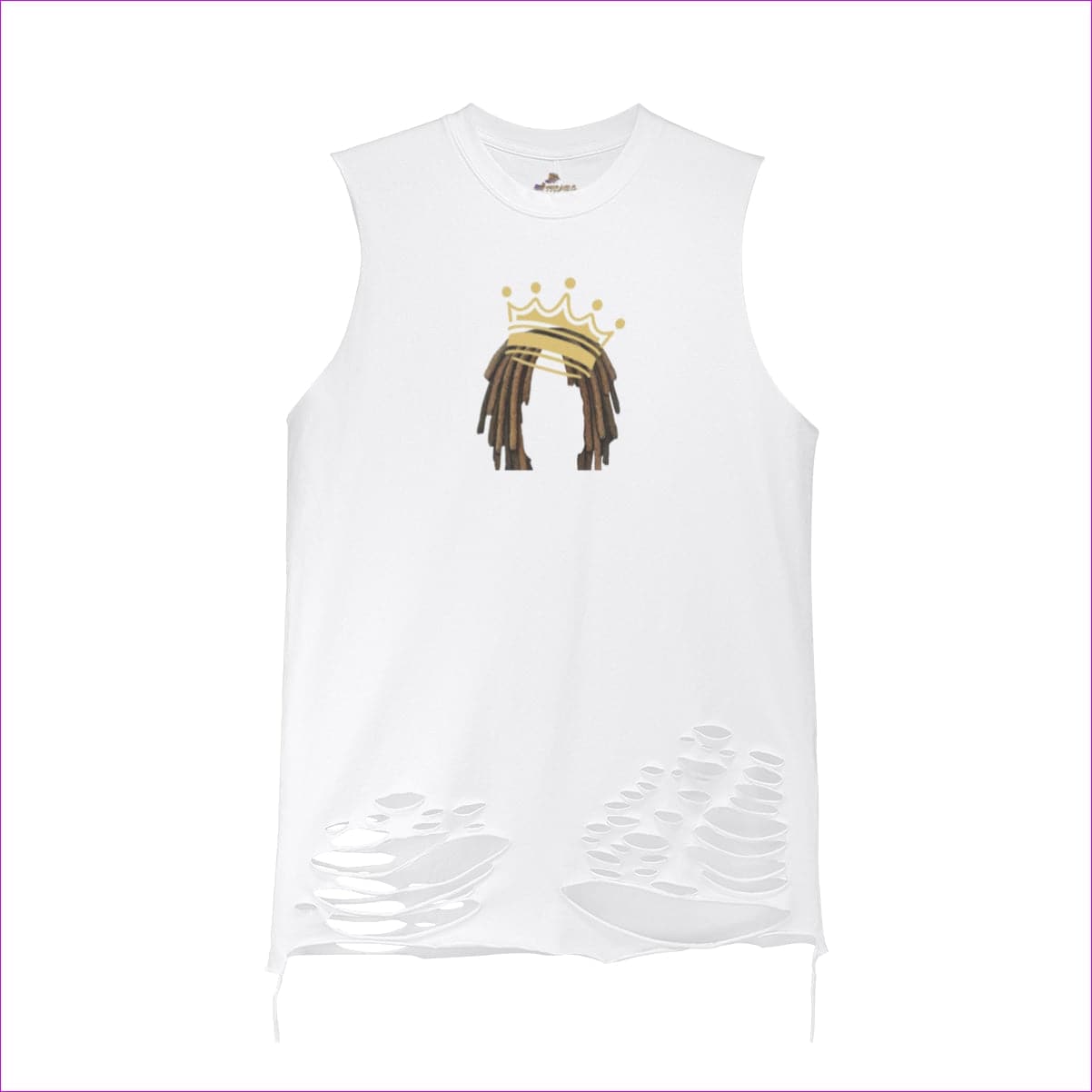 White - Crowned Dreadz Men's Ripped Tank Top - mens tank top at TFC&H Co.