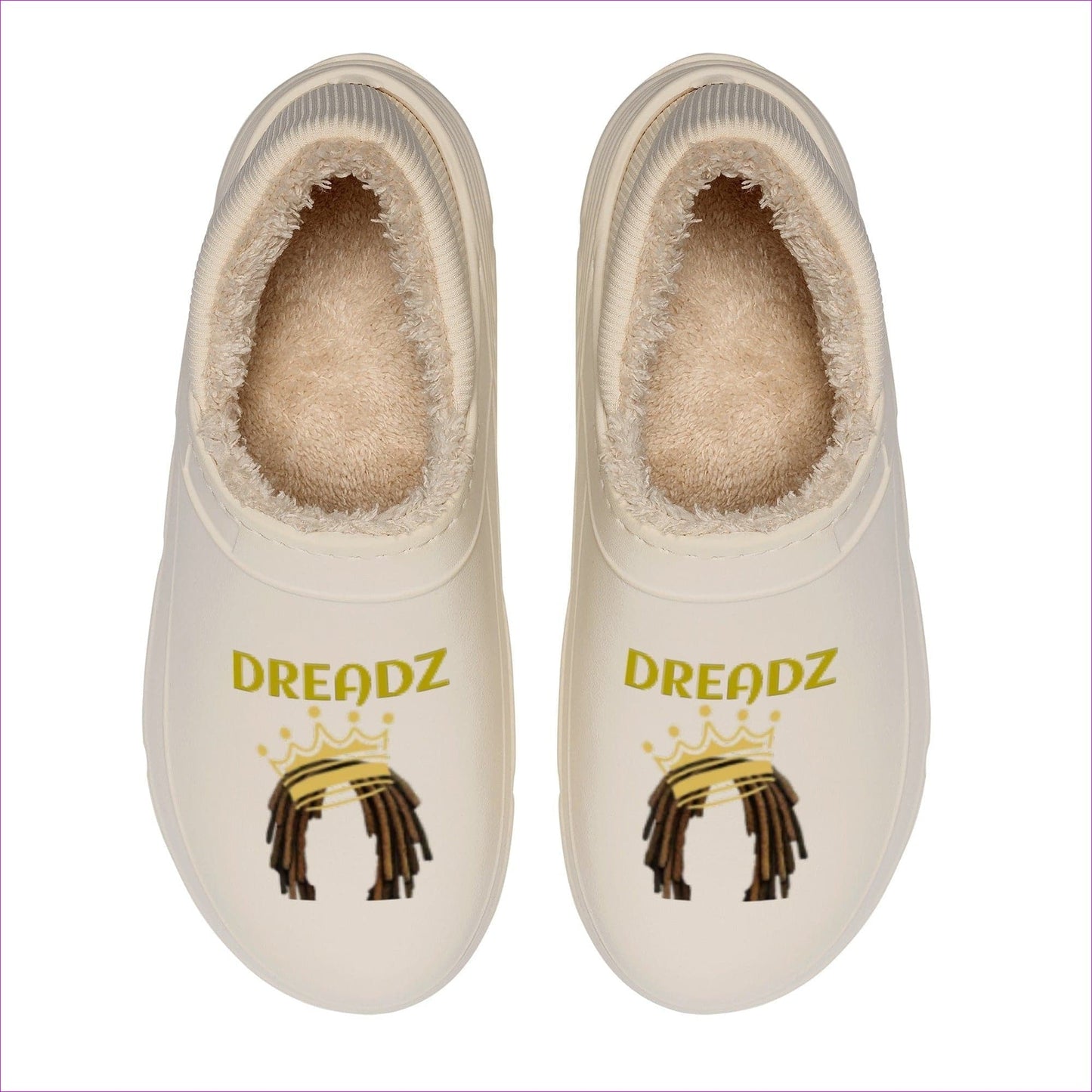 Beige Crowned Dreadz Men's Warm Cotton Slippers - men's slippers at TFC&H Co.