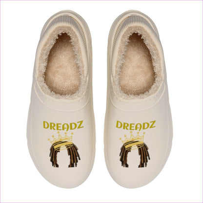 Beige Crowned Dreadz Men's Warm Cotton Slippers - men's slippers at TFC&H Co.