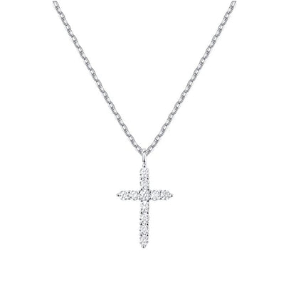 Silver Cubic Zirconia Cross Necklace - necklace at TFC&H Co.