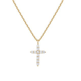 Gold - Cubic Zirconia Cross Necklace - necklace at TFC&H Co.