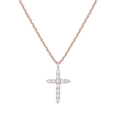 Cubic Zirconia Cross Necklace - necklace at TFC&H Co.