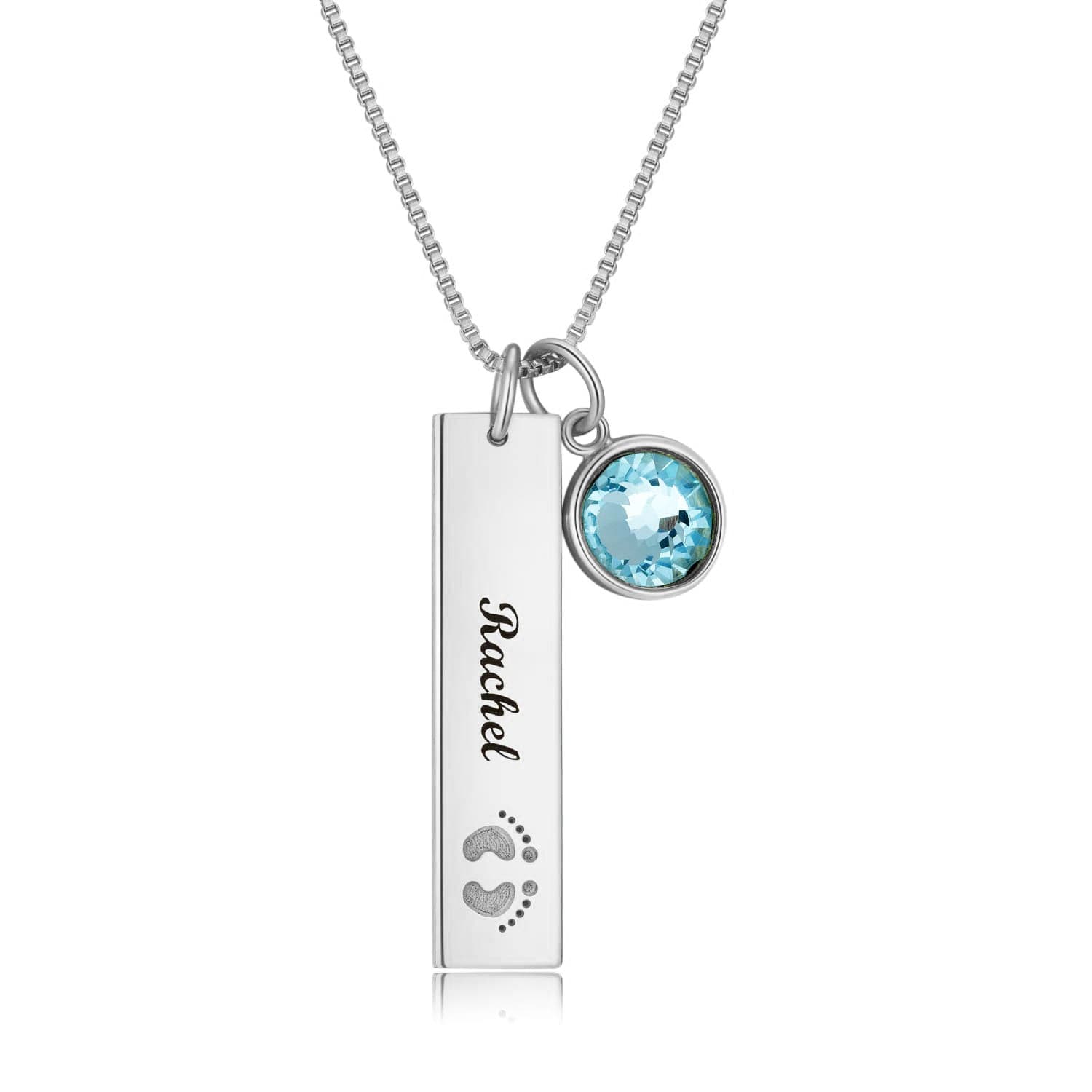 Personalized Name Rectangle Graphic Birthstone Necklace - necklace at TFC&H Co.