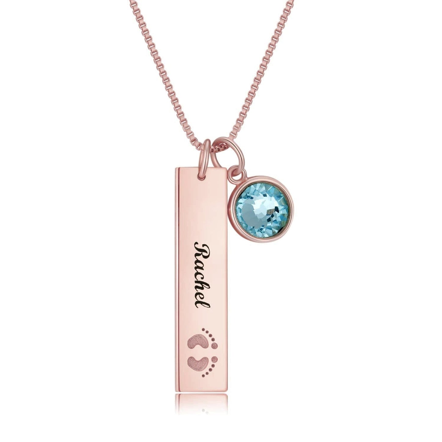 Customizable Name Rectangle Graphic Birthstone Necklace - necklace at TFC&H Co.