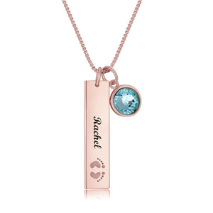 - Personalized Name Rectangle Graphic Birthstone Necklace - necklace at TFC&H Co.
