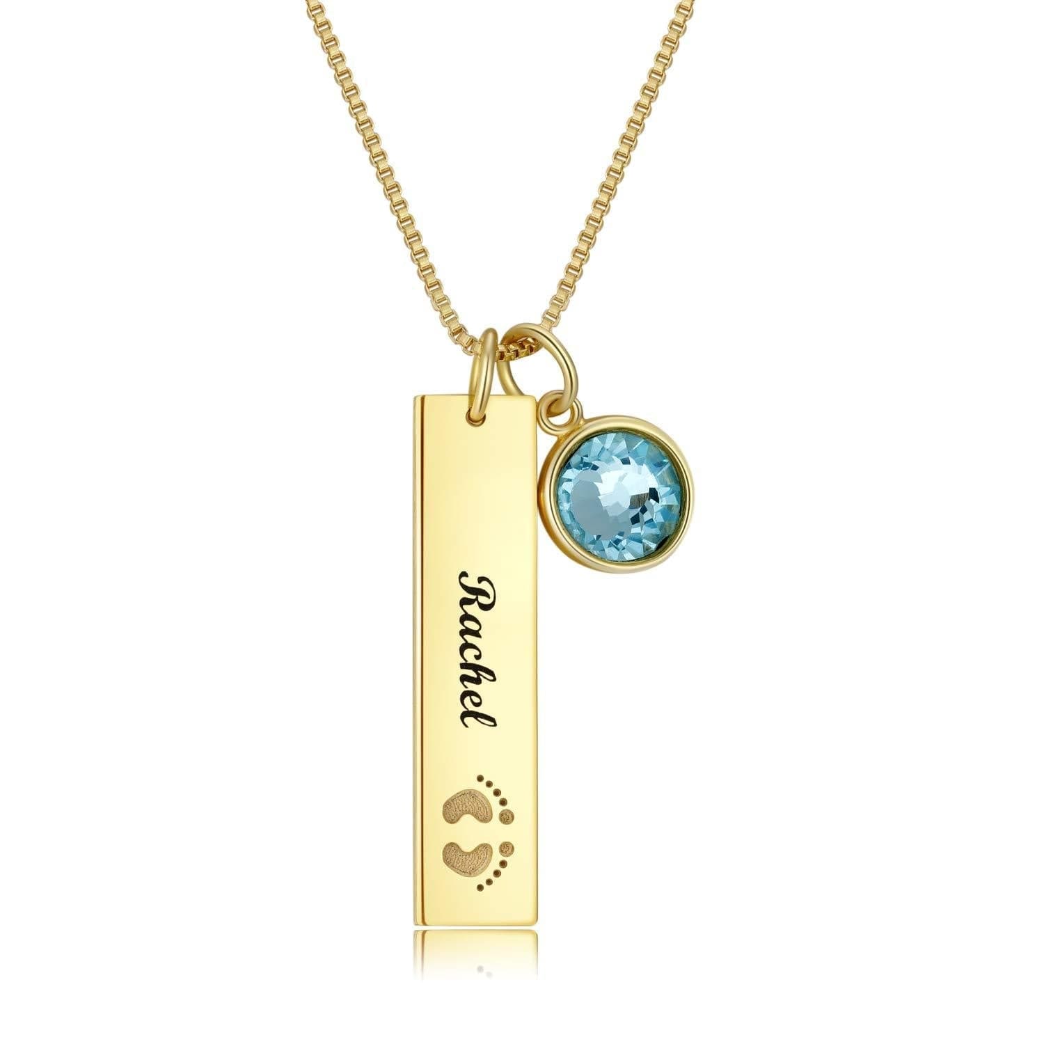 Customizable Name Rectangle Graphic Birthstone Necklace - necklace at TFC&H Co.