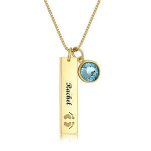 Personalized Name Rectangle Graphic Birthstone Necklace - necklace at TFC&H Co.