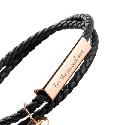 Customizable Ricordi Italian Authentic Leather Wrap Bracelet(Jet Black) - bracelet at TFC&H Co.