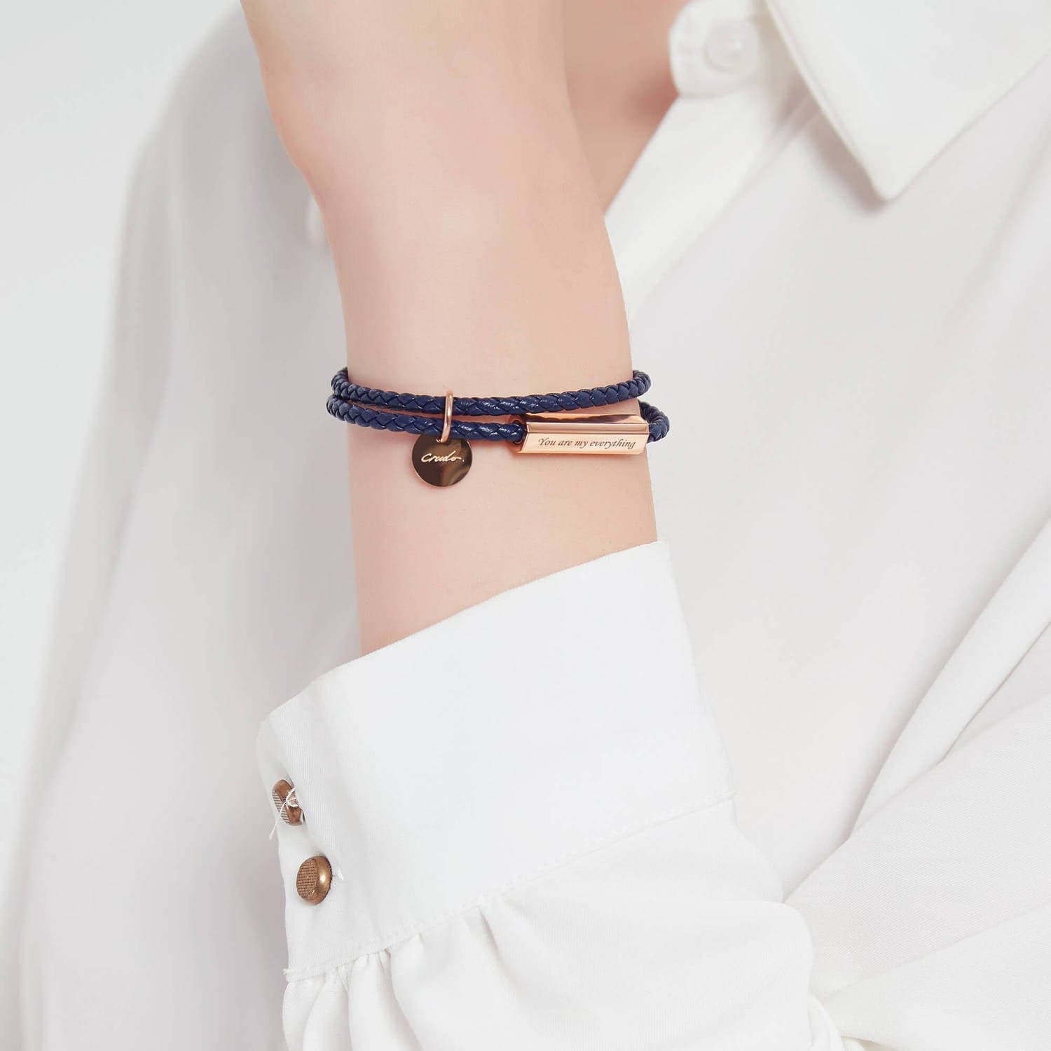 Customizable Ricordi Italian Authentic Leather Wrap Bracelet(Jet Black) - bracelet at TFC&H Co.