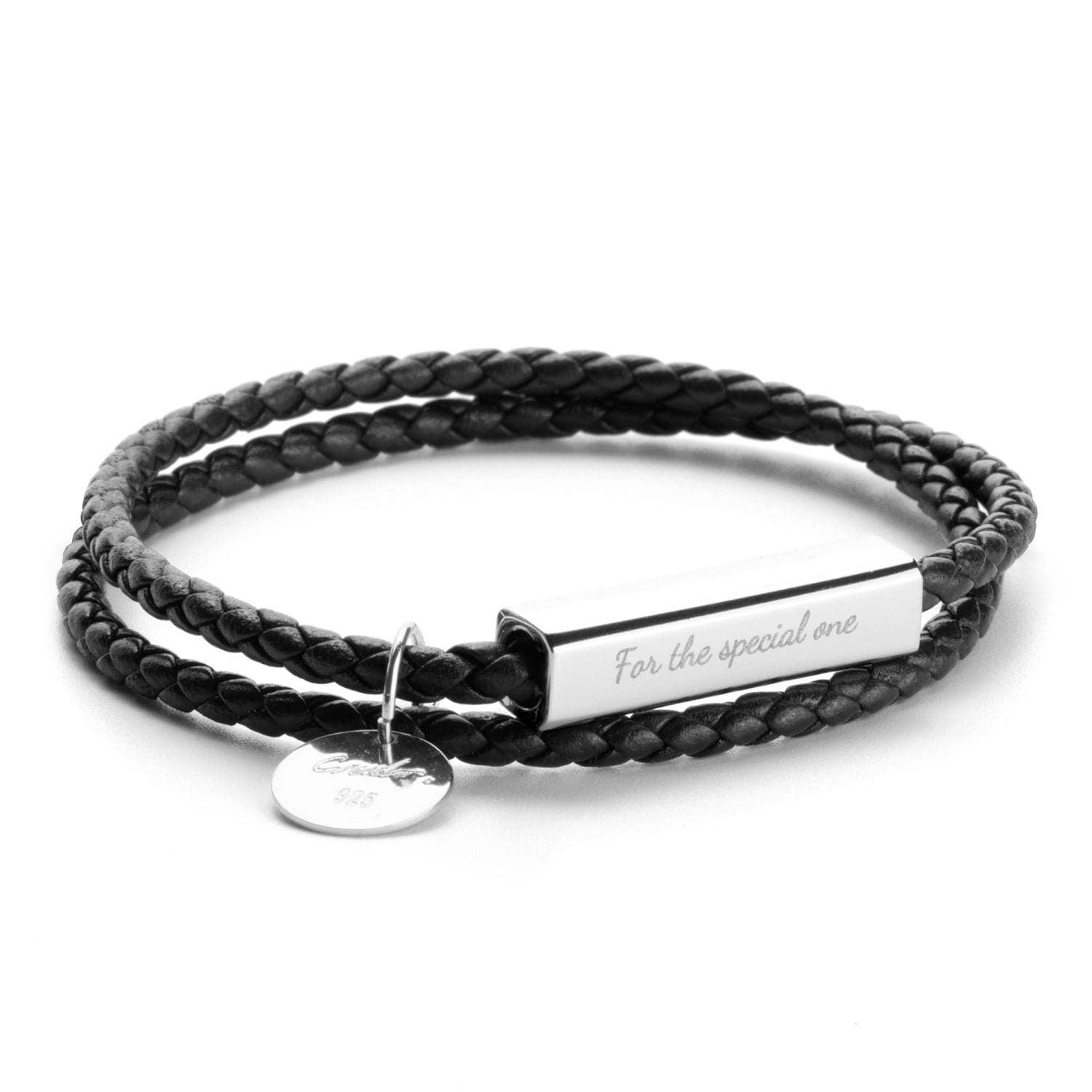 Rose gold Customizable Ricordi Italian Authentic Leather Wrap Bracelet(Jet Black) - bracelet at TFC&H Co.