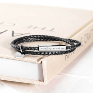 - Personalized Ricordi Italian Authentic Leather Wrap Bracelet(Jet Black) - bracelet at TFC&H Co.