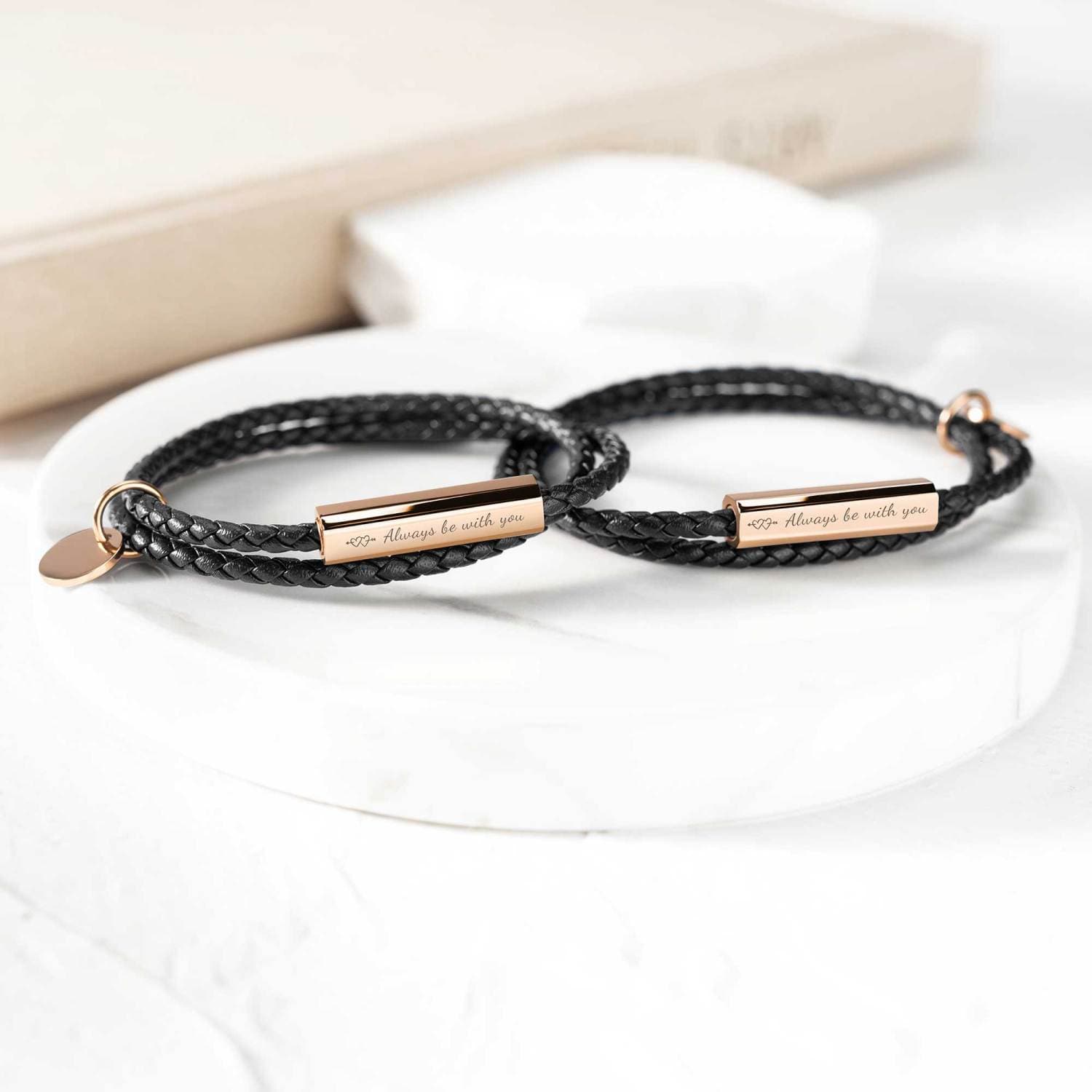 Customizable Ricordi Italian Authentic Leather Wrap Bracelet(Jet Black) - bracelet at TFC&H Co.