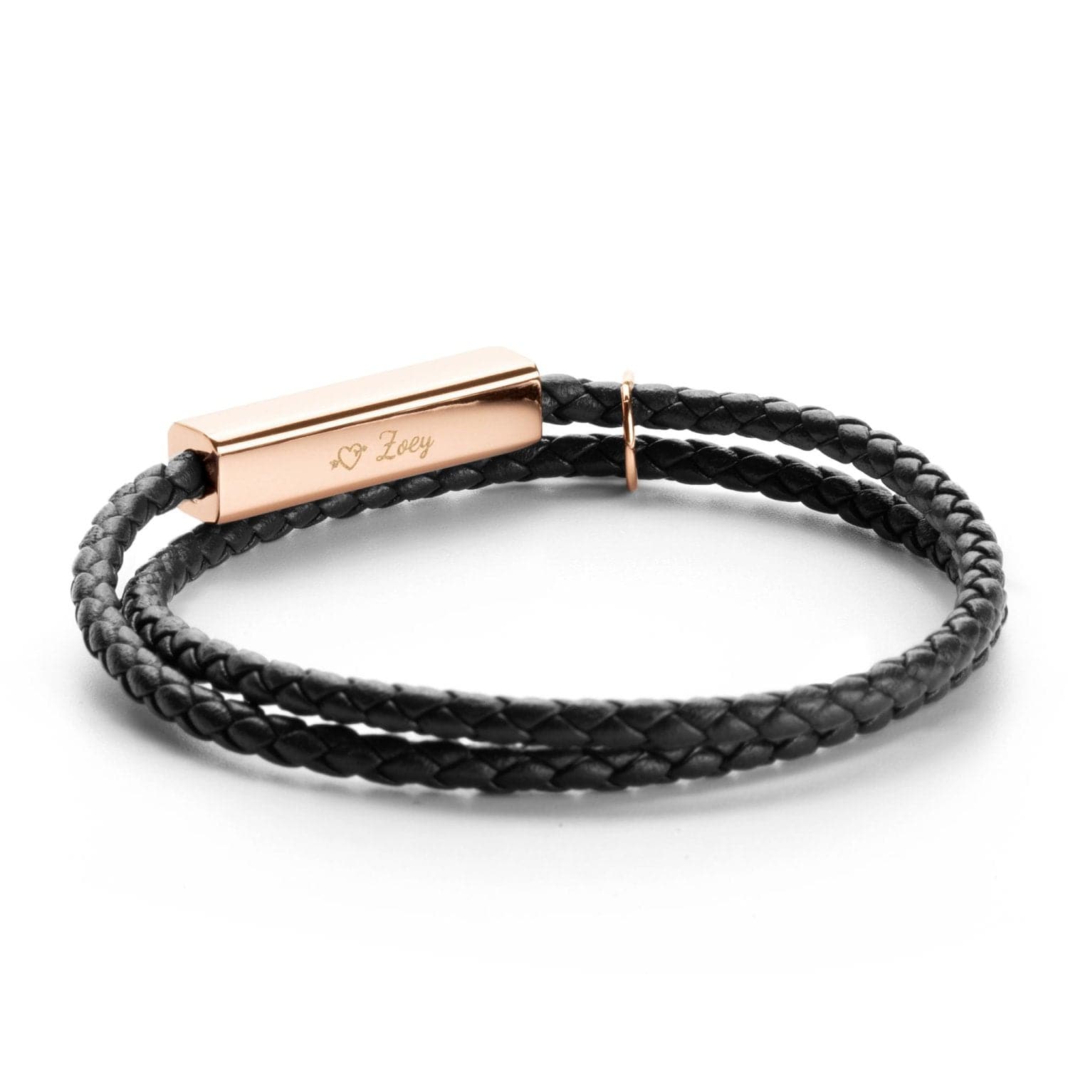Silver - Personalized Ricordi Italian Authentic Leather Wrap Bracelet(Jet Black) - bracelet at TFC&H Co.