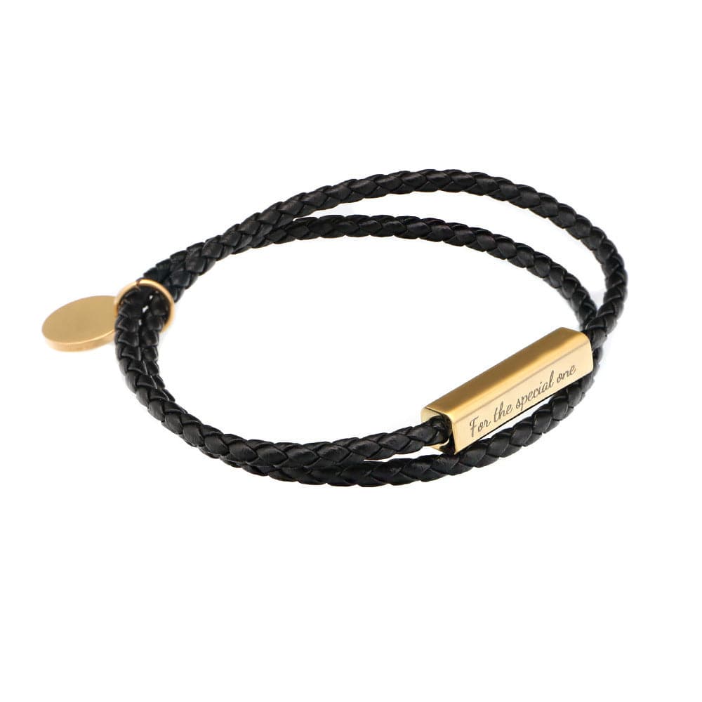 Customizable Ricordi Italian Authentic Leather Wrap Bracelet(Jet Black) - bracelet at TFC&H Co.