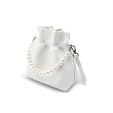 Pearl White - Cutie Leather bucket bag - handbag at TFC&H Co.