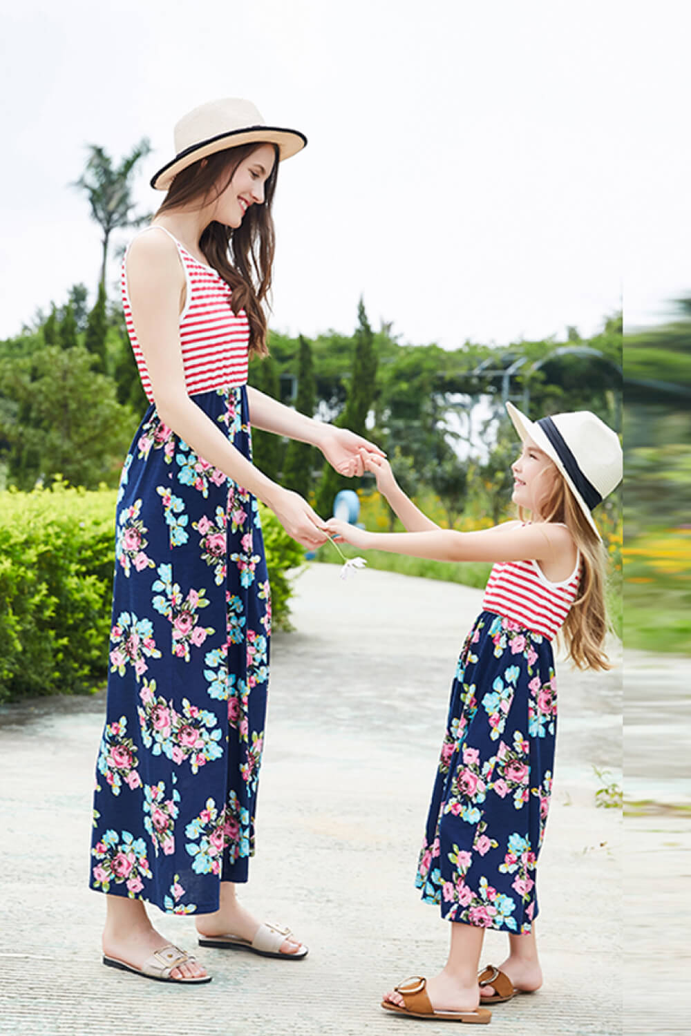 - Women Striped Floral Sleeveless Dress - Mommy & Me - womens dress at TFC&H Co.