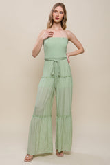 CELERY - Dainty Sleeveless Smocked Ruffle Jumpsuit- 4 colors - Ships from The US - womens jumpsuit at TFC&H Co.