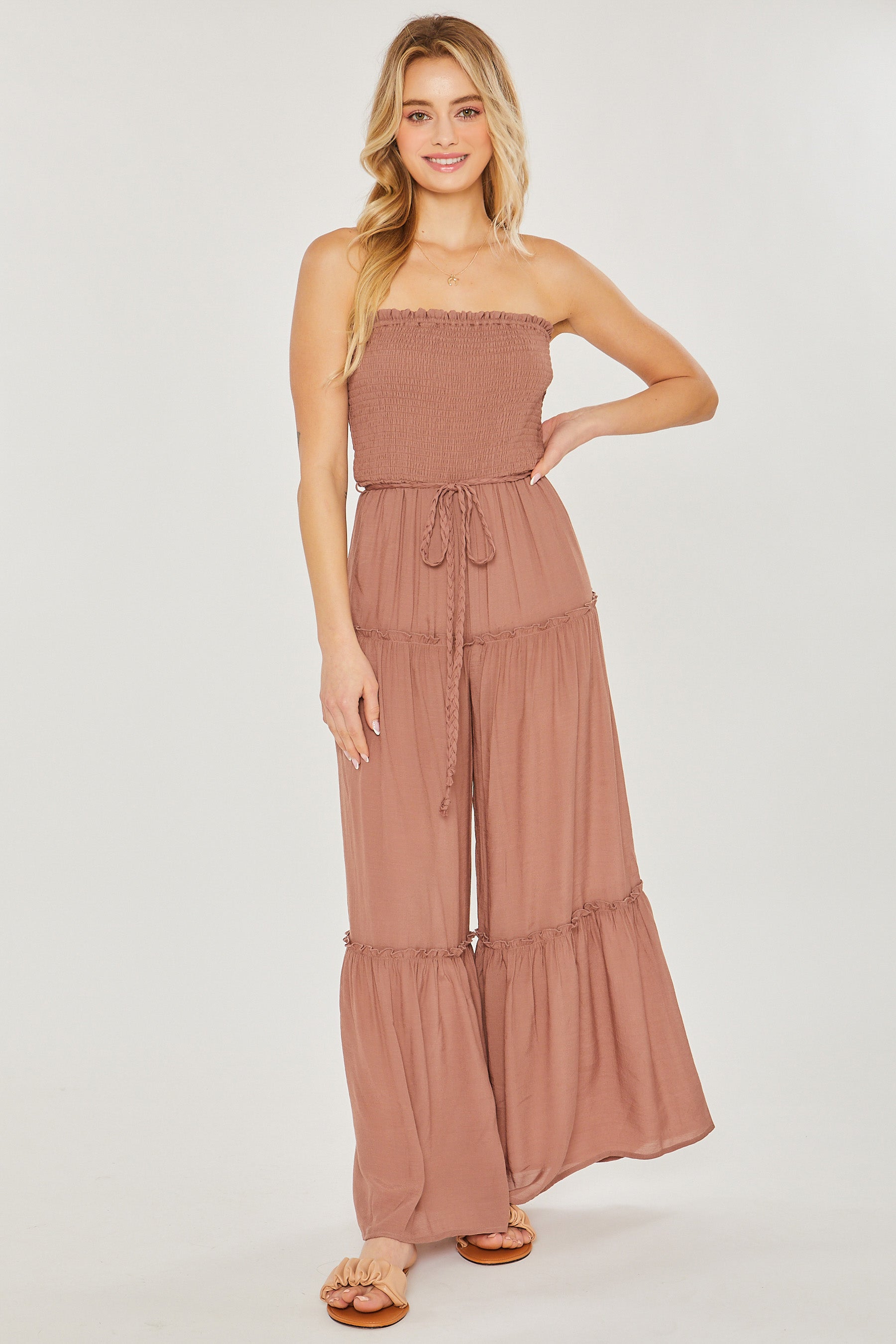 - Dainty Sleeveless Smocked Ruffle Jumpsuit- 4 colors - Ships from The US - womens jumpsuit at TFC&H Co.