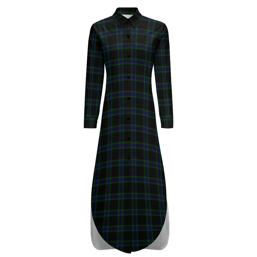 - Dark Triad Plaid Button Neck Long Sleeve Shirt Dress - 2 options - womens dress at TFC&H Co.