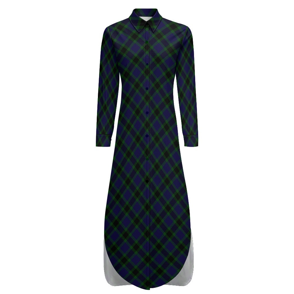 - Dark Triad Plaid Button Neck Long Sleeve Shirt Dress - 2 options - womens dress at TFC&H Co.