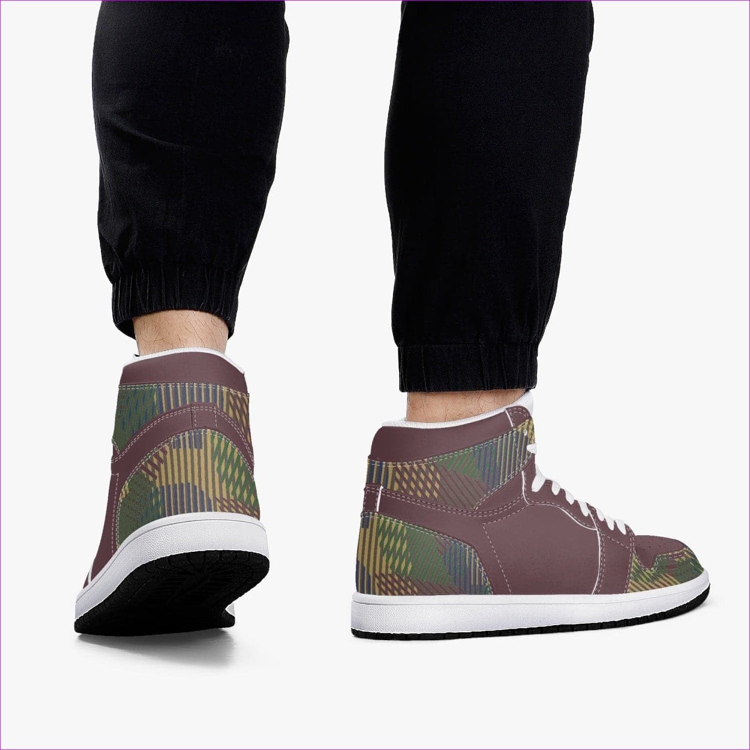 Dark Vivid Weaved High-Top Leather Sneakers - unisex shoes at TFC&H Co.