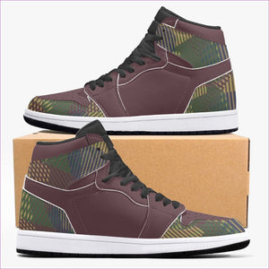 - Dark Vivid Weaved High-Top Leather Sneakers - unisex shoes at TFC&H Co.